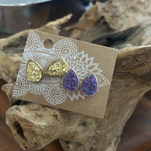 EARTHBOUND Jewelry - Earthbound trading druzy tear drop earrings, 2 pair